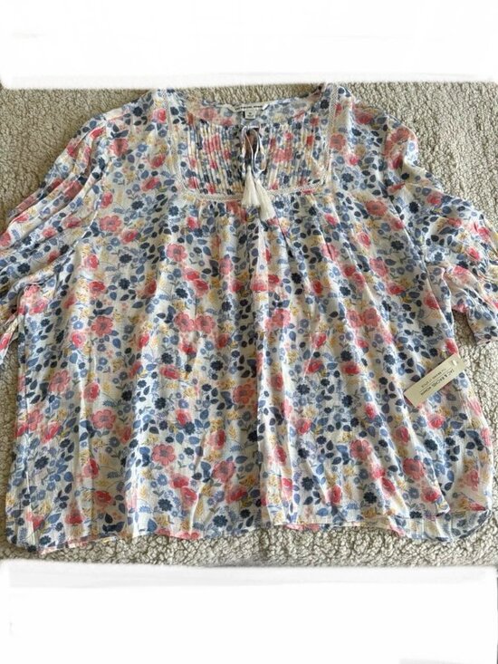Zac & Rachel Tops - Zac & Rachel NWT Lightweight Breezy Floral on White Blouse - Size 3X